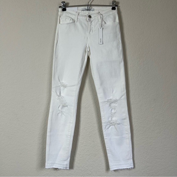 J Brand Low Rise Crop Demented White Skinny Distressed Jeans SZ 24 New $178 - Picture 4 of 14